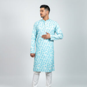 Soft Pastel Sky Blue Print Kurta Set