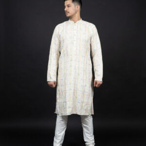 Soft Pastel White Base Print Kurta Set
